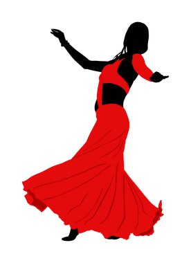 Beyaz arka planda izole dansöz kadın coquette vektör. Geleneksel Arap eğlence oryantal dans silueti. Şehvetli hareket erotik bayan. Orta Doğu kültürü. Haremde Şeyh eğlencesi 