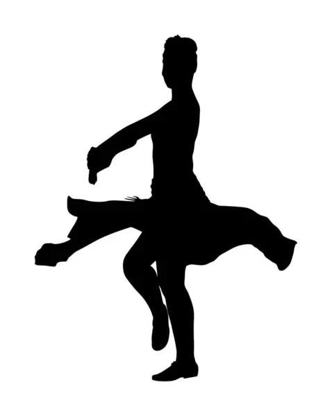 Çekici Spanyol Kız Flamenko Dansçı Vektör Siluet Sıcak Dansta Castanets — Stok Vektör