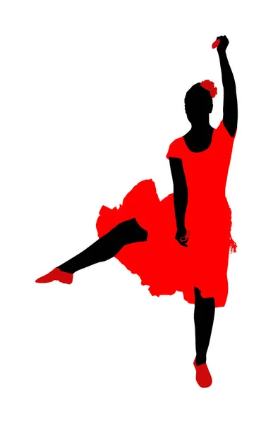 Aantrekkelijke Spaanse Meisje Flamenco Danseres Vector Silhouet Spaanse Vrouw Met — Stockvector