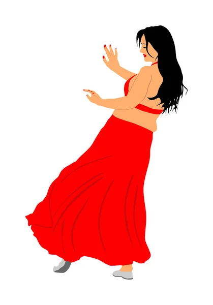 Χορεύτρια Της Κοιλιάς Έχει Απομονωθεί Λευκό Φόντο Παραδοσιακή Αραβική Ψυχαγωγία — Διανυσματικό Αρχείο