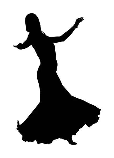 肚皮舞者妇女科奎特载体孤立在白色背景 传统的阿拉伯娱乐东方舞蹈剪影 感性运动色情女士 中东文化 谢赫娱乐在兔子 — 图库矢量图片