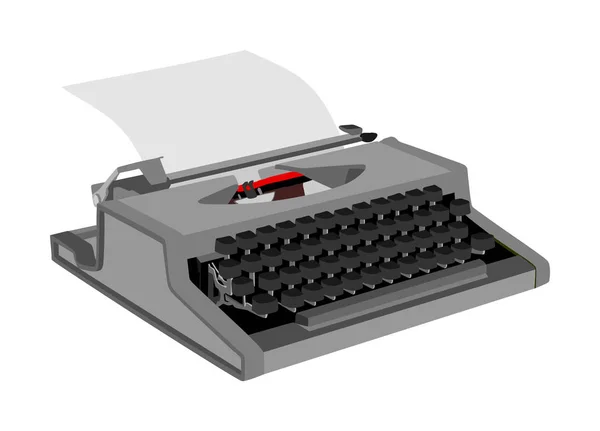 老式类型写器 在白色背景上隔离纸张矢量 已隔离键入机器矢量图 记者设备 — 图库矢量图片