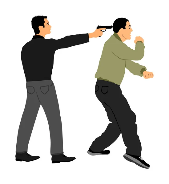 Illustrazione Del Vettore Battaglia Autodifesa Uomo Che Combatte Contro Aggressore — Vettoriale Stock