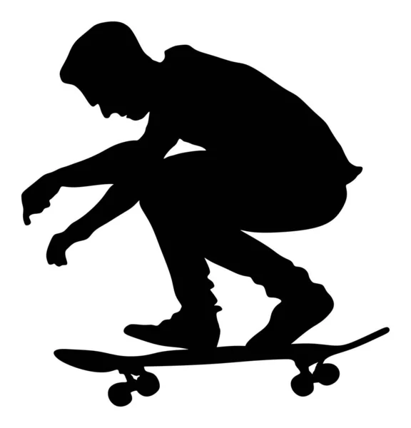 極端なスポーツゲーム スケートパークのスケートボーダー エアジャンプトリック 白い背景に隔離されたスケートボードベクトルシルエットイラスト 屋外都市アクション — ストックベクタ