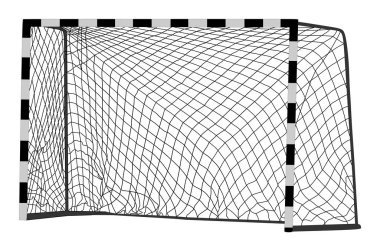 Futbol hedef net inşaat vektör siluet illüstrasyon beyaz arka plan üzerinde izole. Net ile hentbol vektör inşaat. Footsal gol. Boş futbol golü.