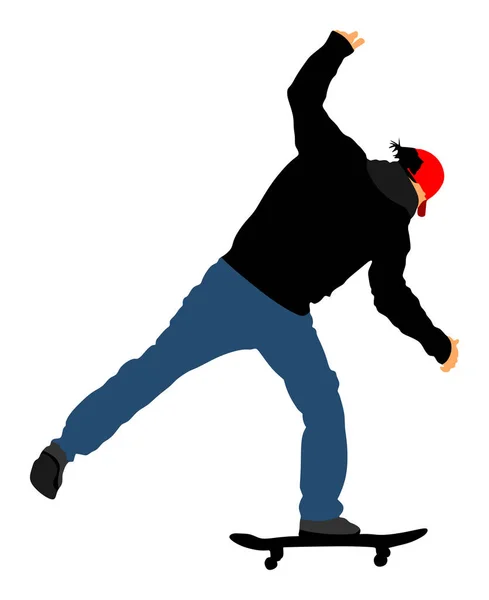 極端なスポーツゲーム スケートパークのスケートボーダー エアジャンプトリック 白い背景に隔離されたスケートボードベクトルイラスト 屋外都市アクション — ストックベクタ