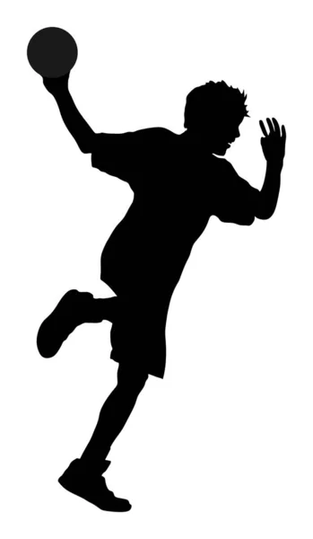 Handball Player Action Attack Shut Jumping Vector Silhouette Illustration Elegant — Stock Vector