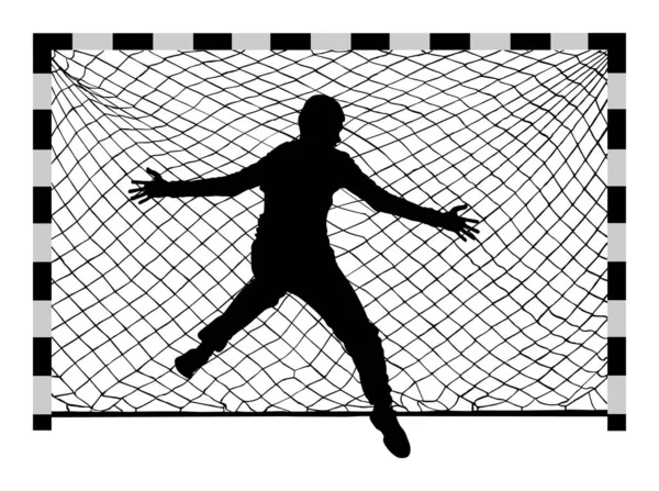 Soccer Gardien Silhouette Vecteur Silhouette Gardien Handball Noire Football Icône — Image vectorielle