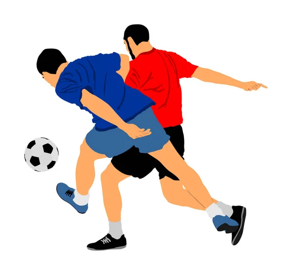 デュエルベクトルイラストのサッカー選手は白い背景に隔離されています ボールと位置のためのサッカー選手の戦い — ストックベクタ