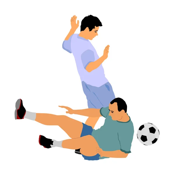 デュエルベクトルイラストのサッカー選手は白い背景に隔離されています ボールと位置のためのサッカー選手の戦い — ストックベクタ