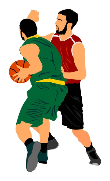 Illustration Vectorielle Joueurs Basket Isolés Sur Fond Blanc Battez Vous — Image vectorielle