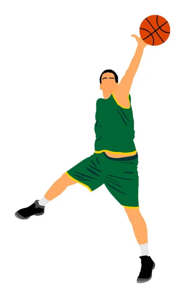 Vektorová Ilustrace Basketbalového Hráče Izolovaná Bílém Pozadí Bojuj Míč Obranné — Stockový vektor