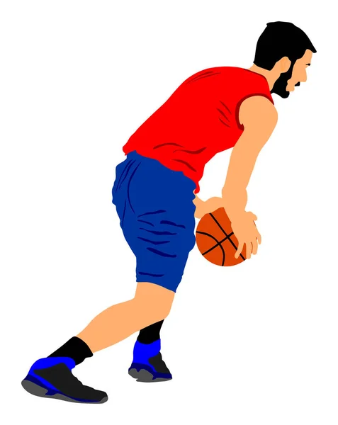 Illustration Vectorielle Joueur Basket Isolé Sur Fond Blanc Battez Vous — Image vectorielle