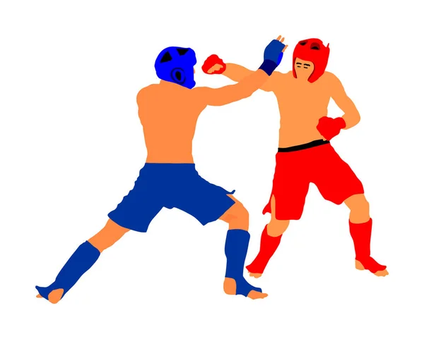 Två Mma Fighters Vektor Illustration Isolerad Vit Bakgrund Mixed Martial — Stock vektor