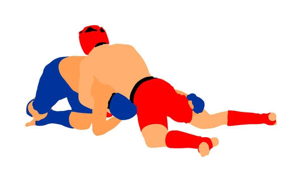 Två Mma Fighters Vektor Illustration Isolerad Vit Bakgrund Mixed Martial — Stock vektor