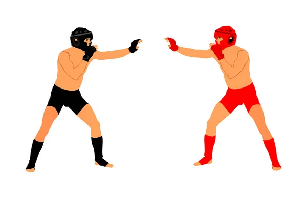 Two Mma Fighters Vector Illustration Isolated White Background Mixed Martial — Stock Vector