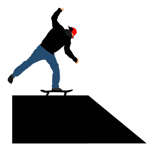 Juego Deportes Extremos Patinador Skate Park Truco Salto Aéreo Ilustración — Vector de stock