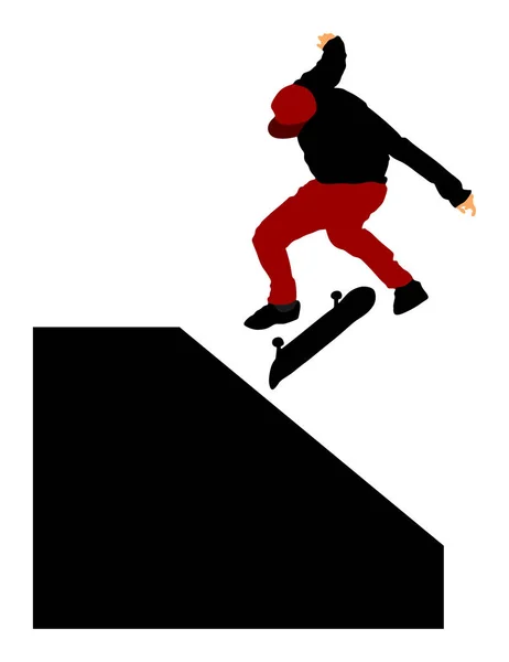 極端なスポーツゲーム スケートパークのスケートボーダー エアジャンプトリック 白い背景に隔離されたスケートボードベクトルイラスト 屋外都市の危険アクション スケートパークスポーツレクリエーション — ストックベクタ