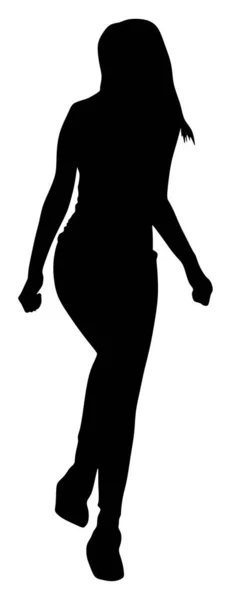 Танцовщица Красивых Девушек Векторный Силуэт Иллюстрация Вечеринка Ночных Танцев Диско — стоковый вектор