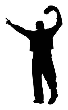 Beyaz arka planda izole edilmiş bir Yunan Evzone dans vektör silueti. Geleneksel Balkan halk dansı. Dans eden adam vektör illüstrasyonu. Folklor kolo. Sirtaki, Syrtaki. Düğün dansı kutlaması.