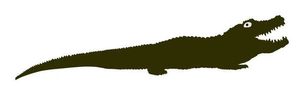 Krokodil Vector Silhouet Witte Achtergrond Alligator Symbool Cayman Animal — Stockvector