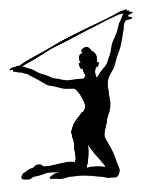 Bale kız vektör siluet rakam beyaz arka plan üzerinde izole. Jimnastik kadının siyah siluet illüstrasyon. Ritmik jimnastik pozu. Atlet kadın. Şehvetli spor bayan akrobat sembolü.