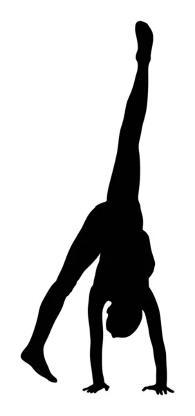 Ballettmädchen Vektor Silhouette Figur Isoliert Auf Weißem Hintergrund Schwarze Silhouette — Stockvektor