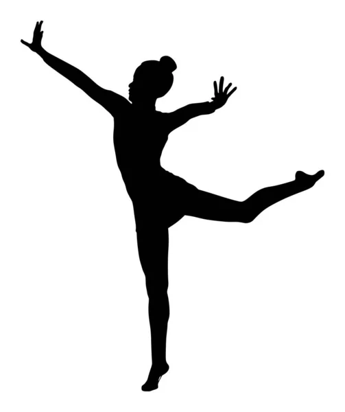 Ballettmädchen Vektor Silhouette Figur Isoliert Auf Weißem Hintergrund Schwarze Silhouette — Stockvektor