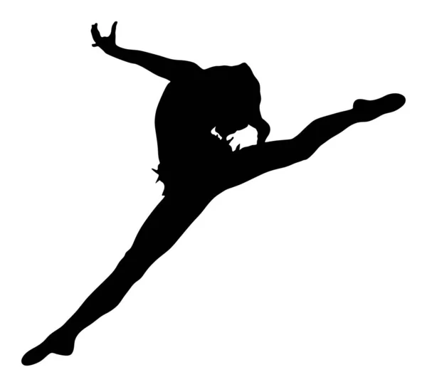 Κορίτσι Μπαλέτου Σχήμα Διανυσματική Σιλουέτα Απομονωθεί Λευκό Φόντο Μαύρη Σιλουέτα — Διανυσματικό Αρχείο