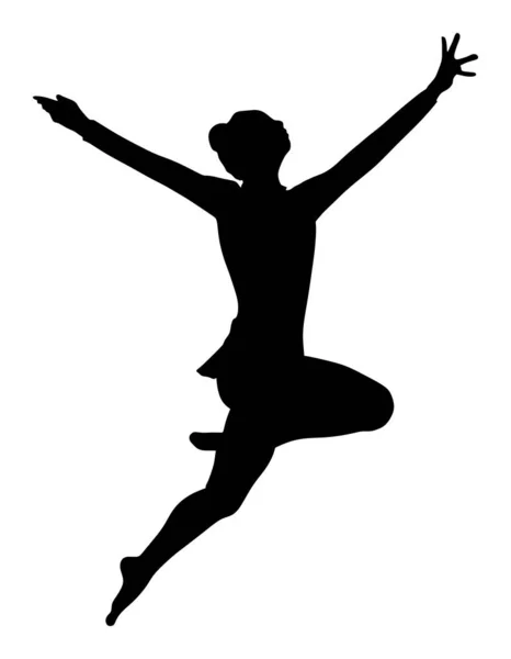 Figura Silueta Vectorial Chica Ballet Aislada Sobre Fondo Blanco Silueta — Vector de stock