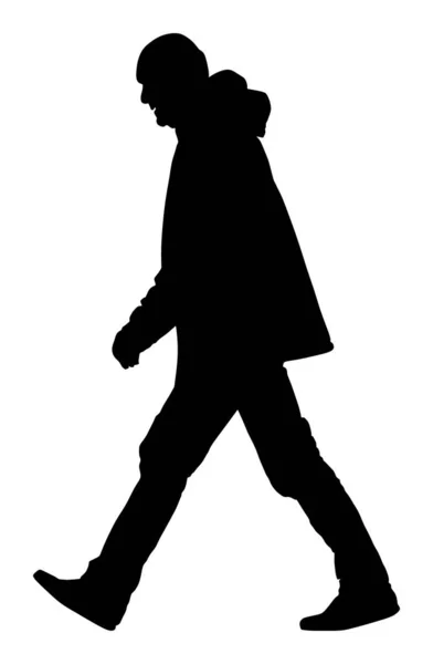 Old Man Person Walking Vector Silhouette Vector Character Isolated White — Stock Vector