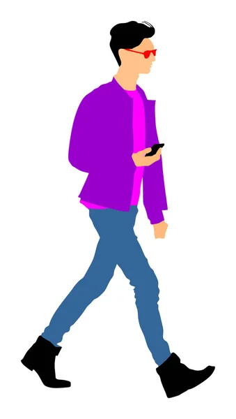 Gay Flaco Hombre Caminando Vector Ilustración Moda Estilo Urbano Chico — Archivo Imágenes Vectoriales