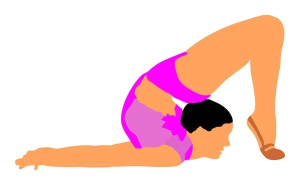 Atleta Mujer Ejercicio Gimnasio Figura Vectorial Chica Ballet Aislada Sobre — Vector de stock