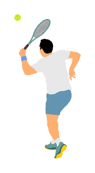 Homme Joueur Tennis Illustration Vectorielle Isolé Sur Fond Blanc Silhouette — Image vectorielle