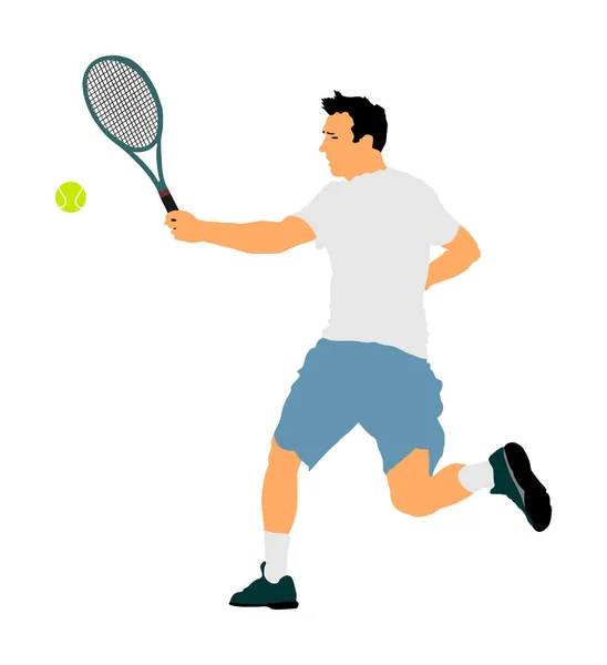 Man Tennisspeler Vector Illustratie Geïsoleerd Witte Achtergrond Sport Tennis Silhouet — Stockvector