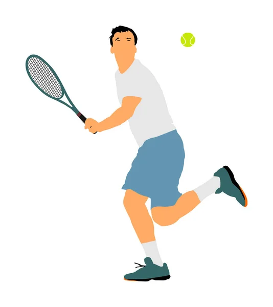 Homme Joueur Tennis Illustration Vectorielle Isolé Sur Fond Blanc Silhouette — Image vectorielle