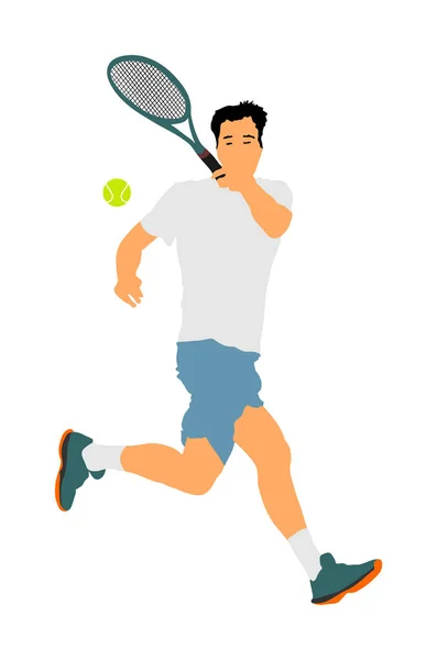 Férfi Teniszező Vektor Illusztráció Elszigetelt Fehér Háttér Sport Tenisz Sziluett — Stock Vector