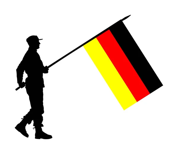 Soldado Alemán Con Ilustración Silueta Vectorial Bandera Día Ceremonial Independencia — Archivo Imágenes Vectoriales