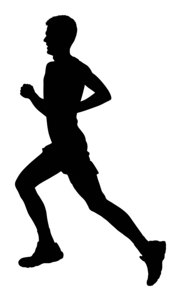 Marathon Racer Running Silhouet Oefen Mensen Vector Gezonde Lifestyle Man — Stockvector