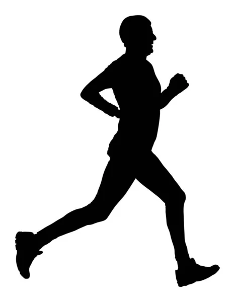 Maratona Corridore Corsa Silhouette Esercitare Persone Vettore Stile Vita Sano — Vettoriale Stock