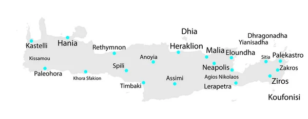 Eiland Kreta Griekenland Vectorkaart Silhouet Witte Achtergrond Kreta Kaart Silhouet — Stockvector