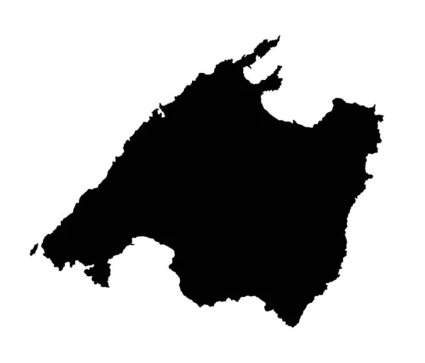 マヨルカのベクトルマップシルエット 白い背景に隔離された高い詳細な黒いシルエットイラスト マヨルカ島の地図シルエット スペイン島 ヨーロッパ — ストックベクタ