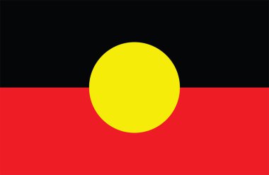 Avustralya Aborjin Bayrağı. Orijinal ve basit Aborjin bayrağı resmi renk ve oranlarda izole edilmiş vektör. Aborjin vektör illüstrasyonunun bayrağı beyaz arkaplanda izole edildi. Avusturalya