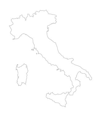 Beyaz arka planda izole edilmiş yüksek detaylı İtalya vektör haritası kontur silueti. Özet -lenen. Ab ülkesi. Avrupa'da Devlet.