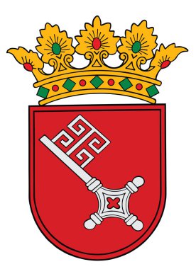 Bremen şehir ve devlet, Almanya orta arması. Orijinal ve basit bayrak yalıtılmış vektör resmi renklerde ve Oran doğru, vektör illüstrasyon izole.