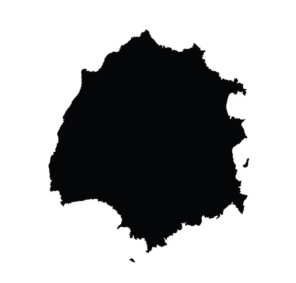 Силуэт Векторной Карты Острова Тассос Греции Высокая Детализация Черного Силуэта — стоковый вектор