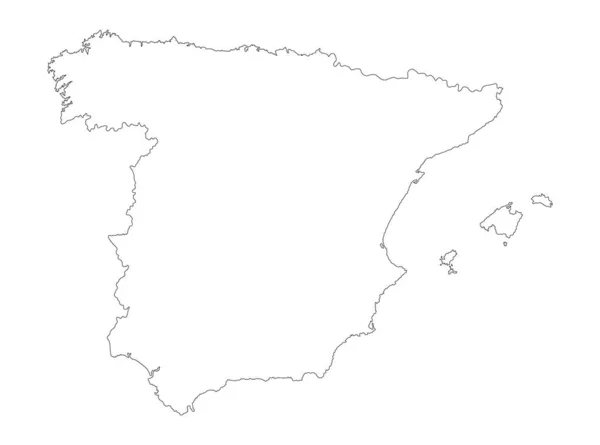 Spanya Vektör Haritası Kontur Silueti Yüksek Detaylı Beyaz Arka Plan — Stok Vektör