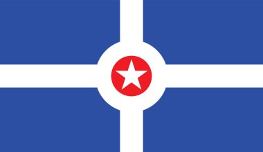 Indianapolis vektör bayrağı , Doğru boyutlar, elemanları oranları ve renkleri. Orijinal ve basit Indianapolis şehir bayrağı resmi renklerde izole vektör ve Oran Doğru.