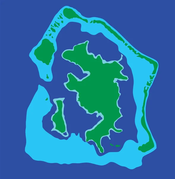Ilha Bora Bora Mapa Vetorial Isolado Sobre Fundo Azul Ilustração — Vetor de Stock