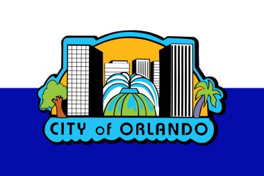 Orlando, Florida (ABD) bayrak vektör, orijinal ve basit Orlando şehir bayrağı resmi renklerde izole vektör ve Oran Doğru  